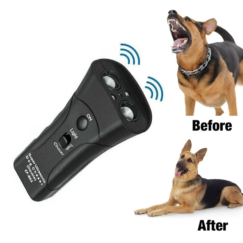 Ultrasonic Dog Chaser Stop Aggressive Animal Attacks Dog Repeller Stop Bark Device with LED Flashlight Pet Dog Training Tools