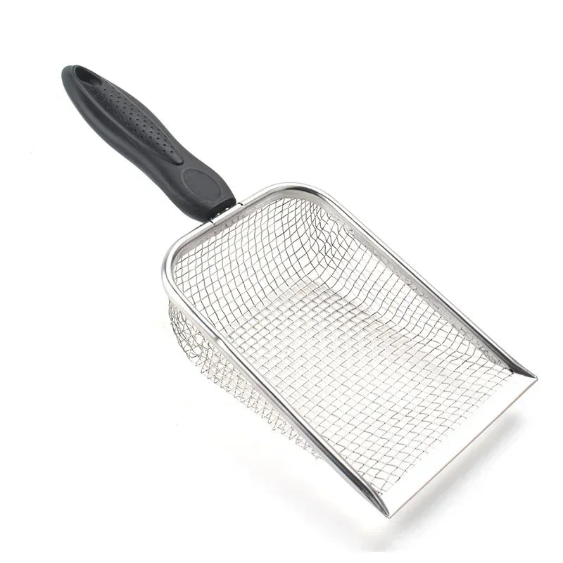 Pet Cat Waste Shovel Long Handle Stainless Steel Metal Shovel Litter Filter Garbage Sand Scoop Pet Cleaning Tool Cat Supplies