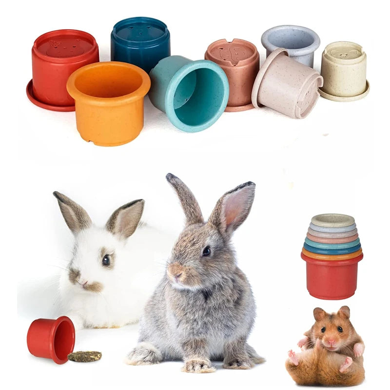 Small Animals Rabbits Toys Bunny Stacking Cups Bunny Hiding Food and Playing Toy Hamster Guinea Pig Nesting Toys