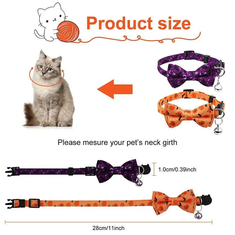 Pet Breakaway Cat Collar Halloween Adjustable Tie Bow Cute Puppy Kitten Collars Rabbit Accessories Pet Pet Products