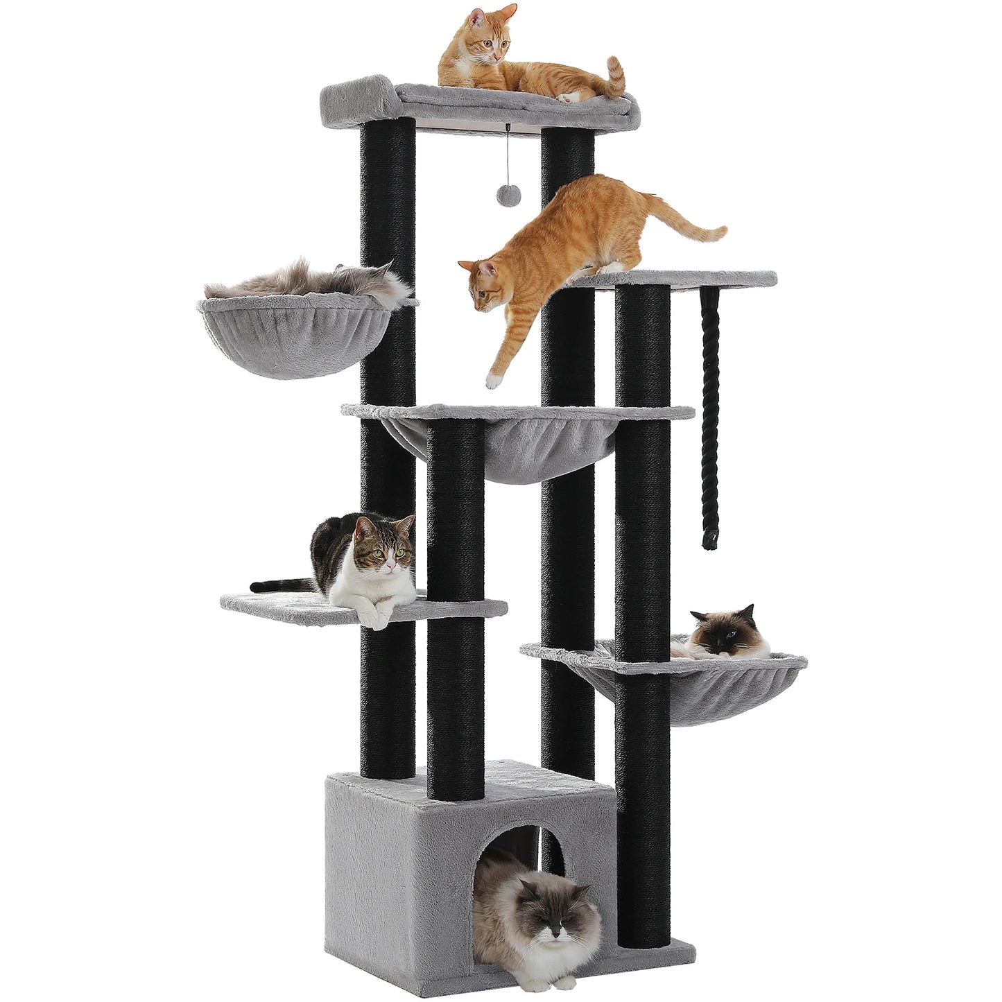 Big Cat Tree for Large Cats Robust Cat Tower with Several Levels Cat House Climbing Tree with Hammock 11 Sisal Posts Large Perch