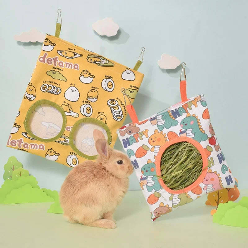 3/2/1 Holes Hanging Hay Bag for Bunny Guinea Pigs Small Pet Feeder Rabbit Food Dispensers Bag Cage Accessories Pet Feeding Bag