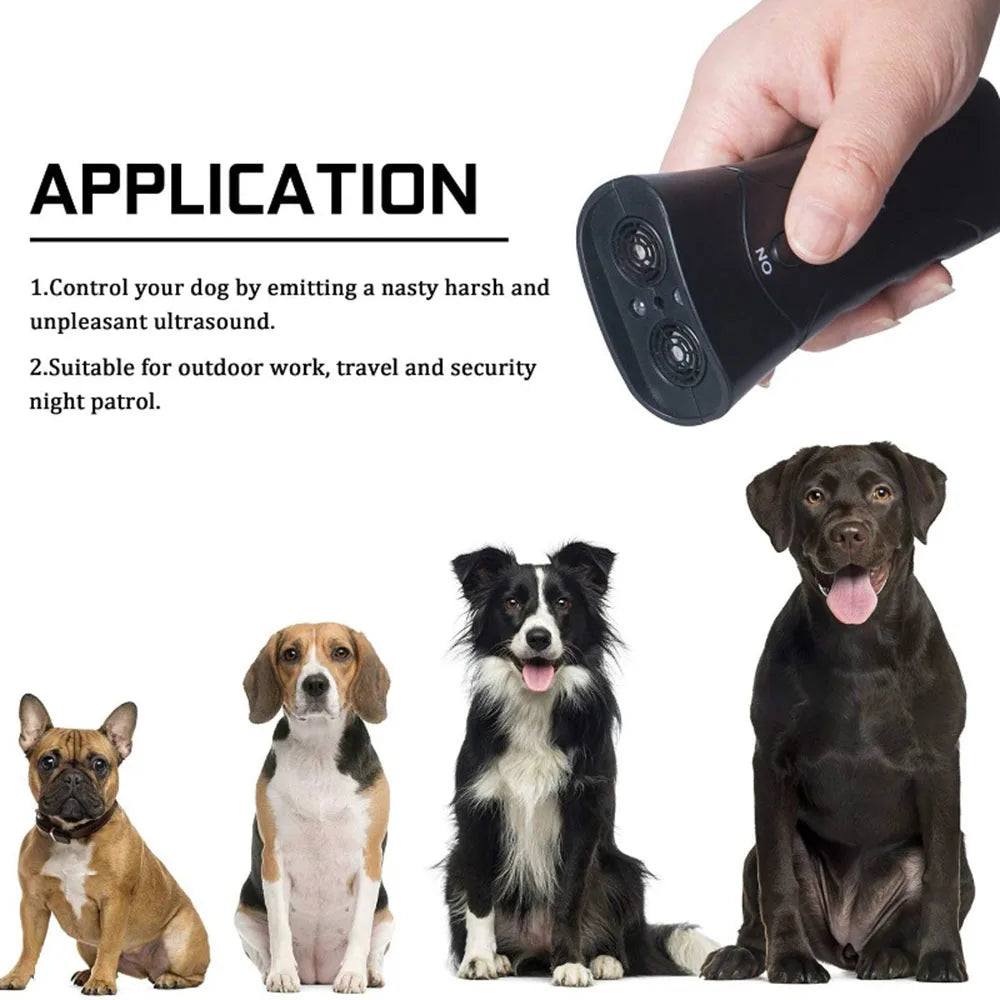 Ultrasonic Dog Chaser Stop Aggressive Animal Attacks Dog Repeller Stop Bark Device with LED Flashlight Pet Dog Training Tools